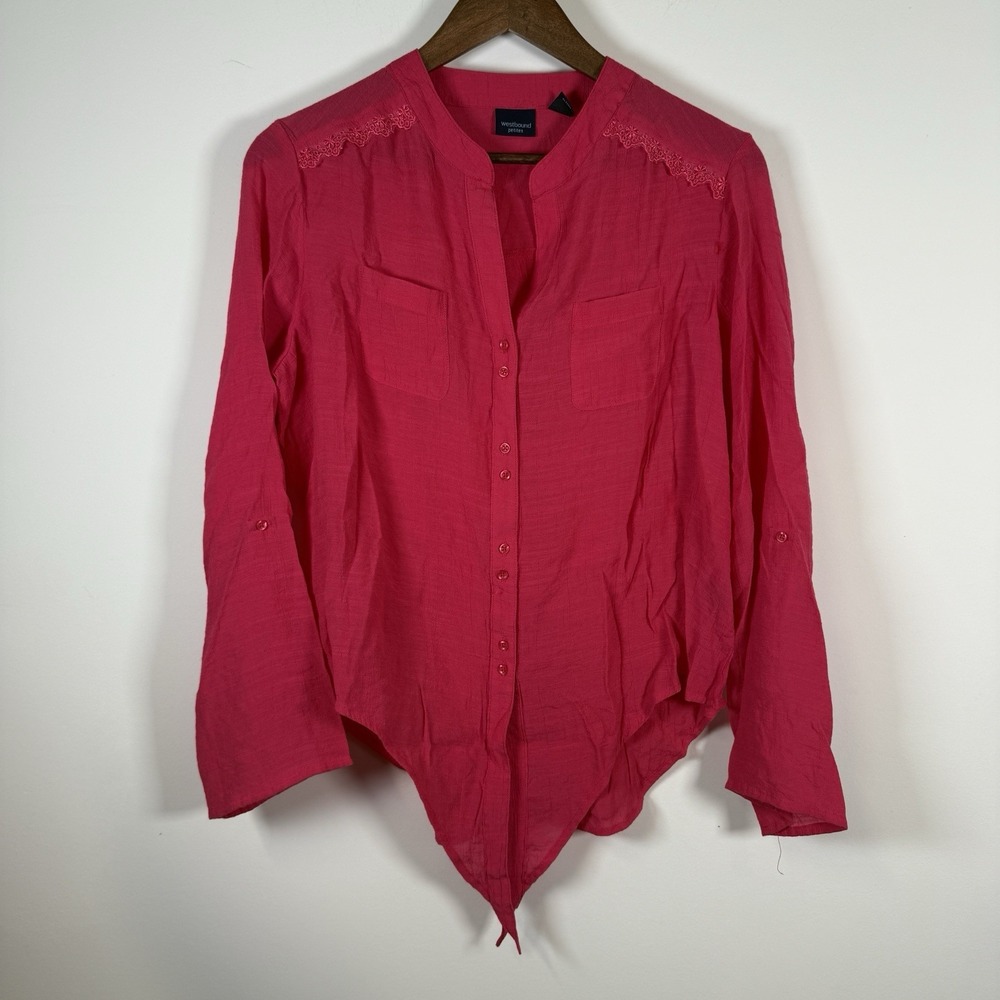 Westbound Petites‎ Women's Button Down Sheer Shirt Size Large Petite Bundle Of 2 - Picture 3 of 12
